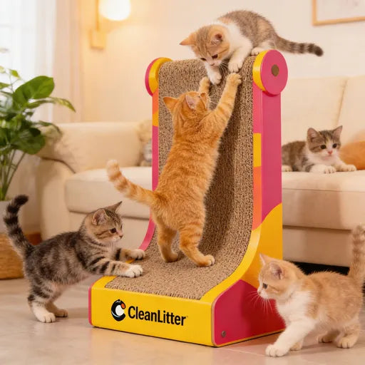 CleanLitter® Royal Feline Claw Arena & Cozy Nap Fort – Durable Cat Scratcher Pad | Save Your Furniture & Spoil Your Kitty in Style